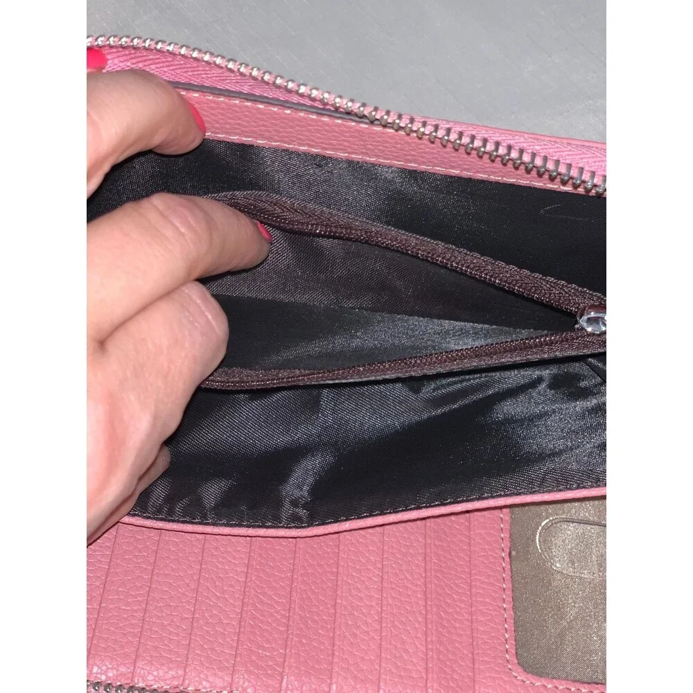 Leather Zip Wallet Womens RFID Blocking Phone Clutch Travel Purse Wristlet
